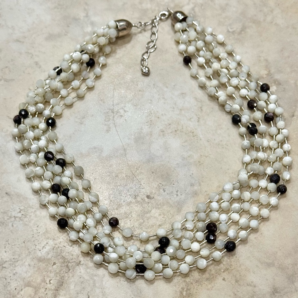 Jay King DTR .925 Moonstone/Onyx Multi-Strand (7-strand) Necklace - Vintage - Picture 6 of 6